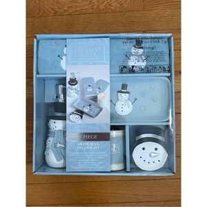 Holiday Hills Christmas Bathroom Accessories Set, 6 Pc Snowman Counter Set - NWT